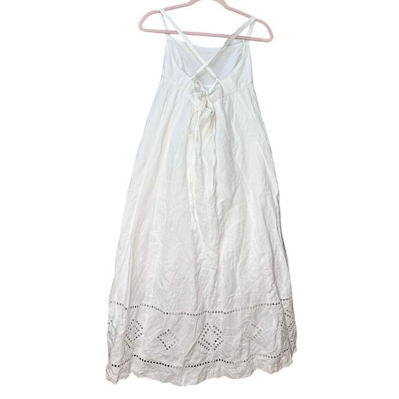 Madewell Embroidered Eyelet Tie Back Cami Midi Dress Size 10 White - Picture 6 of 15